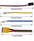 Wiring components of 60A Waterproof Brushed ESC For 2-3S RC Cars Boats Tanks With XT60 And JR Plugs, shown with measurements.