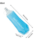 500ml Collapsible Soft Flask Water Bottle With Ergonomic Easy Squeeze For On The Go Hydration, showing measurements and valve.