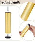 Dope Gold Metal Furniture Legs For Quick No Sweat Setup Solid Bed Risers For Couches Tables And Desks 5.8 Inch heavy duty cylinder support feet close-up.