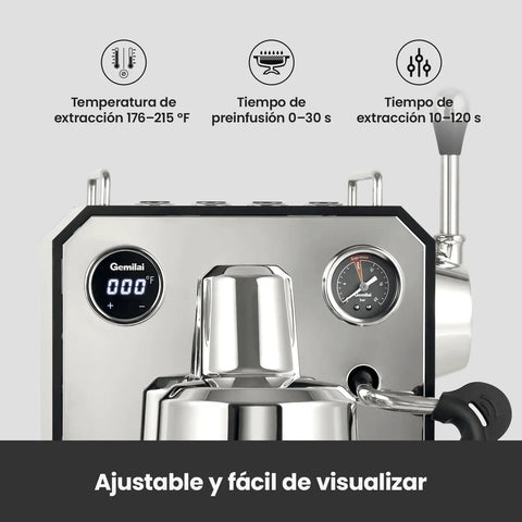 Kickstart Your Day With This Solid Gear Semi Automatic Espresso Maker Featuring A Dope Milk Frother Steam Wand And Spacious 57 Oz Tank, digital display showing temperature and pressure.