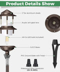 Pagoda Low Voltage Landscape Path Lights 12V Outdoor LED Bronze Three Tier Lanterns Replaceable 4W 2700K G4 Bulb Aluminum Walkway