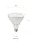 250W Equivalent LED PAR38 Flood Light Bulb 23W dimensions chart with medium base size and length indicated.