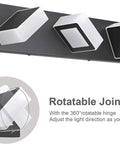 Three Light Black Vanity Lighting Fixture With Acrylic Shades, Modern LED Bathroom Wall Light, rotatable joint detail