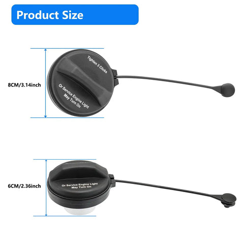 Buick Gas Cap Replacement 95995094 product dimensions showing 8CM and 6CM size with attached lock mechanism