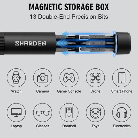 Pen Style Magnetic Precision Screwdriver Set With 27 In 1 Mini Bits, 12 Double End Bits Stored In Handle, Handy Anti Slip Ergonomic Grip