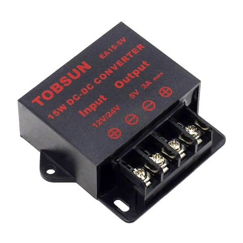 Tailgate Ready DC DC Step Down Buck Converter Voltage Regulator, compact module for 8V-40V input and 5V, 3A output.