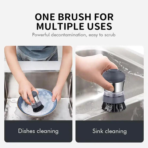 Stainless Steel Dish Scrubber With Built In Soap Dispenser, Palm Brush For Kitchen Cleaning, scrubbing dish and sink