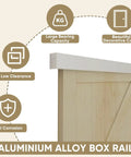 Side view of 6Ft Barn Door Sliding Hardware Kit Aluminum Alloy Box Rail Track For Interior Single Wooden Door