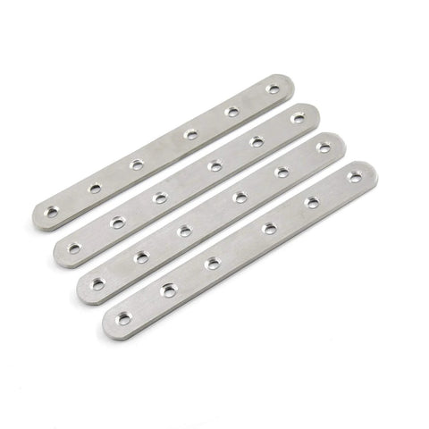 4 Pack Flat Mending Plate For Wood Stainless Steel Straight Brackets 200mm Eight Inch Length With Six Screw Holes For Repair And Joining