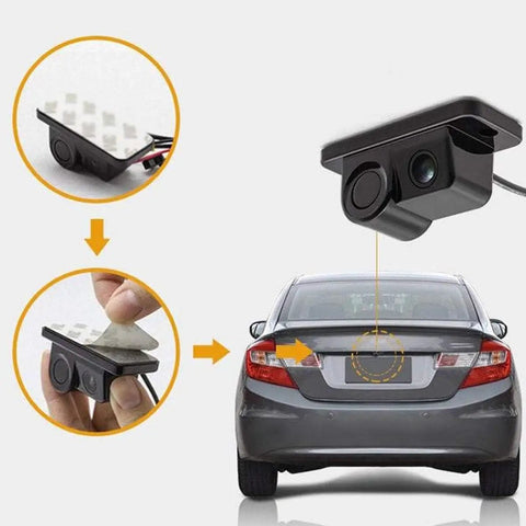 2 In 1 Backup Cam And Parking Sensor Kit With Waterproof HD Reversing Cam Rear View Display And Sound Alarm Parking Assistant For Cars Easy Install For Safer Parking And Low Visibility Maneuvers