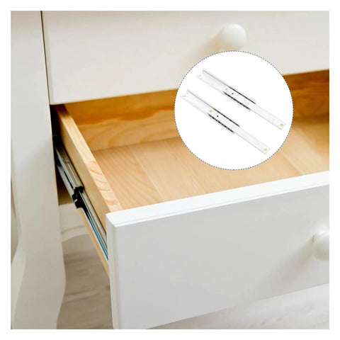 Open drawer with inset image of Full Extension Drawer Slides 2 Pack 100mm Aluminum Alloy Self-Closing Glides For Furniture Repair