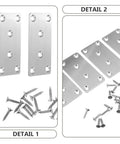 6 Pack Stainless Steel Straight Brackets For Furniture Repair And Mending Plates Flat Braces with screws, silver metal.
