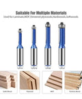 Super Cool Extended Trimming Router Bit For Pros With 12mm Or Half Inch Shank And Smooth Cutting Edges for multiple materials.
