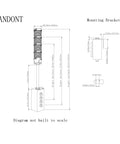 Diagram of Two Stack LED Andon Tower Signal Light for industrial use, showing dimensions and mounting bracket details.