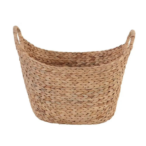 Extra Large Natural Water Hyacinth Boat Basket With Steel Frame For Home Storage And Decor Durable Handwoven Basket With Sturdy Handles