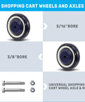 4 Inch Replacement Shopping Cart Wheels Kit With Dual Precision Bearings For Light And Medium Duty Use, 5/16 bore, dark blue