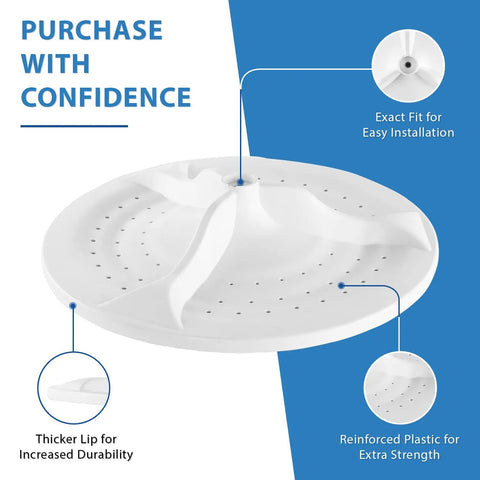 Beefy Replacement Wash Plate For Washers W10752283 W10609476 AP5956378 PS10064549 W10834890 showcasing features for durability
