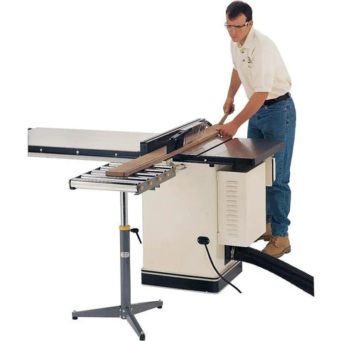 Heavy Duty Five Roller Stand Adjustable Height All Steel Workpiece Support 250 Pound Capacity Ball Bearing Wheels Smooth Hella Sturdy Extension Table For Woodworking Handles Massive Stock No Sweat At All