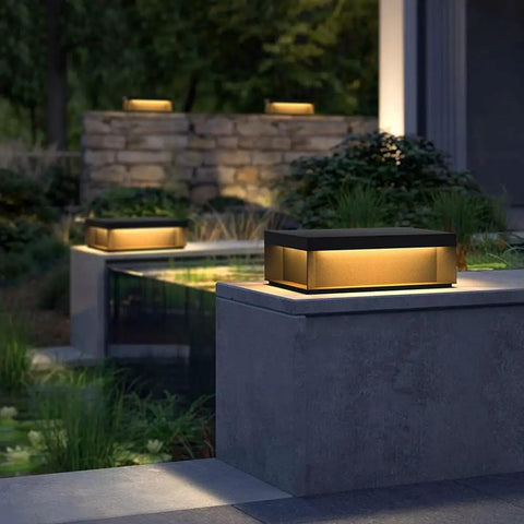 Outdoor Square Post Lights 11 Inch Dope Pillar Lamps Built Tough From Die Cast Aluminum Waterproof LED Path Lighting For Patio Fence Gate Deck Park Entrance Yard Decor