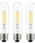 3-pack Vintage Edison Style LED Tube Bulbs T10 4000K Daylight 4W Dimmable With E26 Base Clear Glass