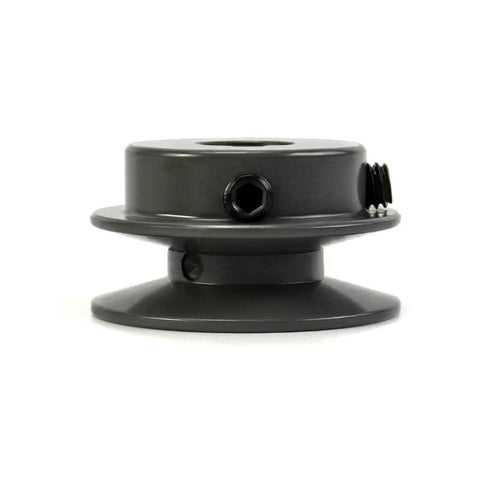 Side view of Single Groove V Belt Pulley 2.05 Inch Diameter With Five Eighth Inch Bore Cast Iron For A Belt Section 3L 4L AX V Belt Drives