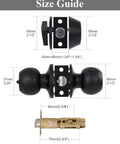 Size guide for 2 Sets All Keyed Alike Entry Knobs And Single Cylinder Deadbolt Matte Black Exterior Front Door Lock