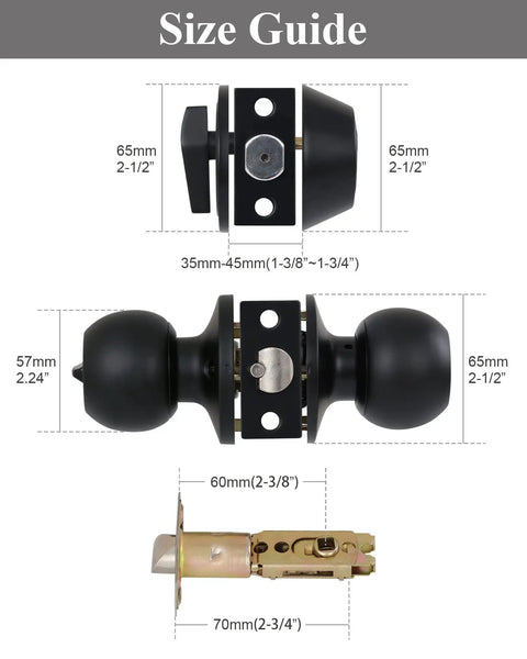 All Keyed Alike Exterior Door Knob And Single Cylinder Deadbolt Set With Matching Keys Matte Black Round Ball Lockset For Front Doors Easy To Install Includes 12 Keys Across 4 Sets