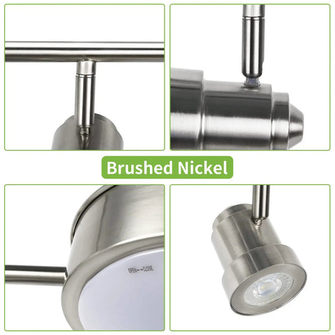 4 Light Track Lighting Kit With Flush Mount Ceiling Light 15W Brushed Nickel Integrated LED Modern Track Lighting With Flexible Rotatable Heads Sleek Warm White 3000K 3000LM ETL Listed