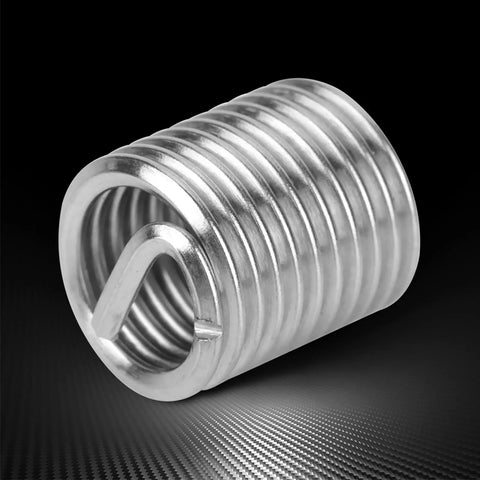 Close-up of a stainless steel helicoil from the Stainless Steel Helicoil Thread Repair Kit Set For M4 X 2D Screws, 50 Pieces.