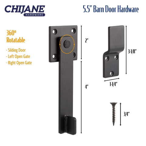 Heavy Duty 6 Inch Farm Flip Gate Latch For Outdoor Wood Fence And Barn Doors, Solid Black Gate Lock Hardware