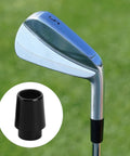 Iron golf club with visible 12 Pcs Black Golf Ferrules For 0.355 Inch Tip Irons And Shaft Sleeves Universal Fit Shaft Adapter shown separately
