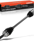 CV Axle Shaft Assembly For Subaru Baja Forester Impreza Legacy Outback Front Left Or Right Fits 2000 To 2006 Replace 28021AC200 28321AE02B Durable Beefed Up Axle Shaft With Precise Fit And Smooth Power Transfer in front of packaging box