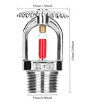 Heavy Hitter Upright Fire Sprinkler Head 3/4 Inch threaded showcasing red glass bulb and brass chrome finish.