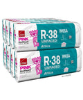 Top Shelf R-38 Unfaced Fiberglass Batt Insulation 512 Square Feet Bulk Eight Bag Pack fits standard 2x12 for attics.