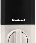 Back view of Contemporary SmartCode Touchpad Electronic Deadbolt With SmartKey 9270CNT-514S Matte Black Finish showing lock mechanism