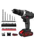 Heavy Duty Workhorse Cordless Drill Driver Set With Brushless Motor And Knockout Impact Wrench packed with accessories and battery.