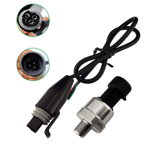 Stainless Steel Pressure Transducer Sensor With Connector One Eighth NPT Thread For Oil Fuel Air Water Pressure Monitoring 100 PSI
