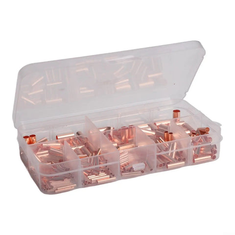 Top Tier 250 Piece Copper Wire Ferrule Kit With 7 Sizes Of Non Insulated Crimp Connectors Made From Pure Red Copper Electrical Butt Terminals Perfect For Automotive Marine Appliances And Hardcore DIY Projects, clear case