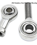 Built Tough 304 Stainless Steel Rod End Bearings For Real Smooth Linkage Motion Hella Durable Precision Threads Ideal For Automation Gear And Custom Machinery Mods Set Of One Or Five Featuring close-up view of two rod end bearings.