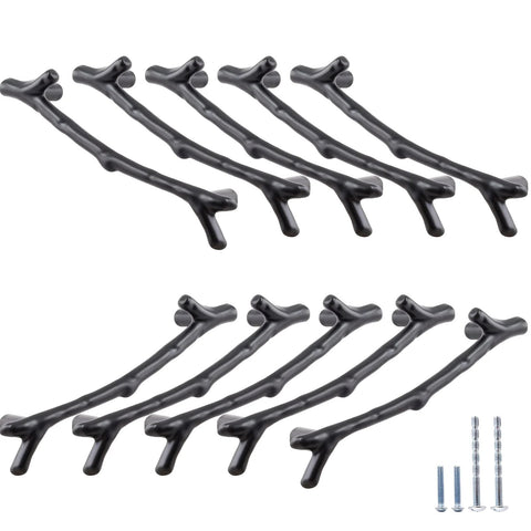 Twig Branch Drawer Handles 10 Pack Black Tree Branch Cabinet Pulls Three And Three Quarters Inch Center To Center Zinc Alloy Farmhouse Cupboard Handles Rustic Drawer Pulls For Kitchen And Home