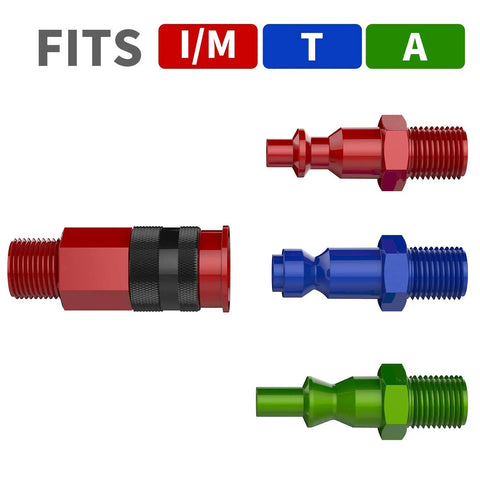 Compressed Air Outlet Kit For 1/2 Inch Tubing System With 1/4 Inch NPT Outlet Port No Fuss Push To Connect Outlet Block With Elbow NPT Straight And Universal Coupler DIY Air System