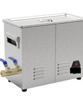 Badass Heavy Duty Digital Ultrasonic Cleaner With 6 5 Liter Tank 40 Khz Settings front view showing stainless steel body and drain valve.
