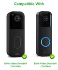 Compatible Blink Video Doorbell Gen 1 and 2 shown side by side for Anti Theft Doorbell Mount For Video Doorbell Gen 1 And Gen 2, No Drill Installation, Non Blocking Motion Sensor, Apartment Friendly Renters Kit, Easy Setup, Black Finish, Keeps Your Door Camera Secure.