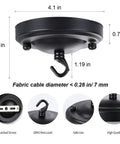 Upgraded 4.1 Inch Iron Ceiling Canopy Kit For Pendant Lights And Chandeliers, Vintage Black Ceiling Plate With Hooks