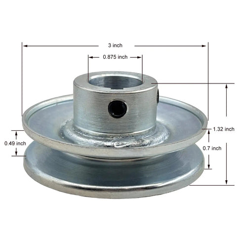 Seven Eighths Inch Bore Single Groove V Belt Pulley 3 Inch Outside Diameter Carbon Steel Motor Pulley For A 4L And 3L V Belts Zinc Plated 1020 Steel Durable Drive Wheel Built To Last For Your Belt System Heavy Duty Pro Grade Quality