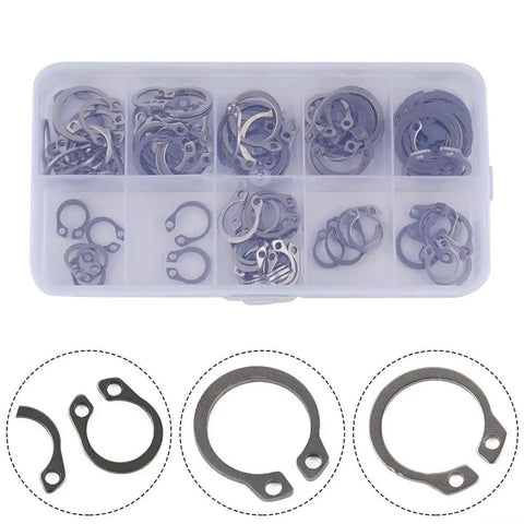Go-To External Circlip Retaining Ring Set 100 Pieces, 304 Stainless Steel Snap Rings Assortment In 8mm To 18mm Range