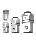 Ratchet Wrench Adapter Set Turns Your Ratchet Into Square Drive And Hex Bit Tools For Sockets, 10mm 13mm 19mm adapters shown