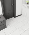 Grey White Marble Peel And Stick Floor Tiles 12x24 In 15 Pack Diy Ready Waterproof Vinyl Sheet Flooring Stick On And Removable for Bathroom and Kitchen Renovations Now installed in an entryway