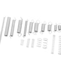 Massive 200 Piece Compression And Extension Springs Kit With 20 Cool Styles Plus Zinc Plated Steel For Tough Car Repair And Awesome DIY Projects To Get It Done Right. assorted zinc-plated steel springs on white background