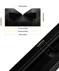 Close-up of black 48 Inch Aluminum T Track Set for Woodworking with measurements and predrilled hole detail